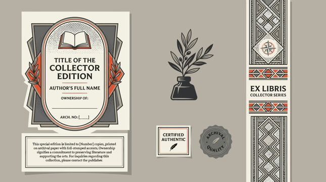 Vintage Ex Libris and Collector Edition Design Elements