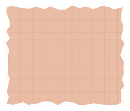 Old vintage paper sheet with rough torn edges and light grid lines
