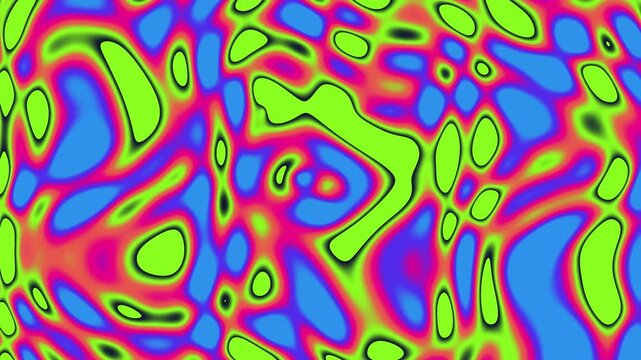 Abstract Psychedelic Liquid Background With Moving Flowing Neon Colors and Organic Shapes