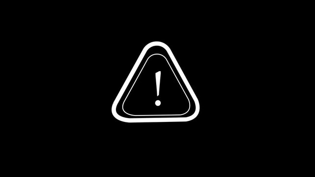 Animated red alert icon for security or system error, Red flashing warning triangle icon. Emergency alert symbol with blinking exclamation mark animation. 4k vedio