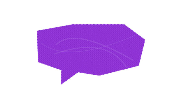 Purple speech bubble icon with a simple flat design