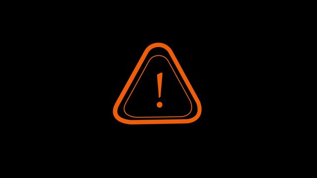 Animated red alert icon for security or system error, Red flashing warning triangle icon. Emergency alert symbol with blinking exclamation mark animation. 4k vedio