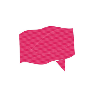 Pink speech bubble icon with a textile fabric texture