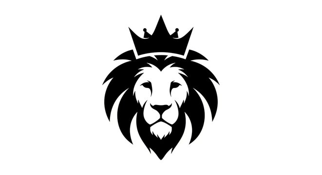 Black lion head silhouette wearing a royal crown king