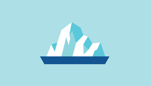 Low-poly iceberg model floating on a deep blue ocean base against a minimalist light blue backdrop.