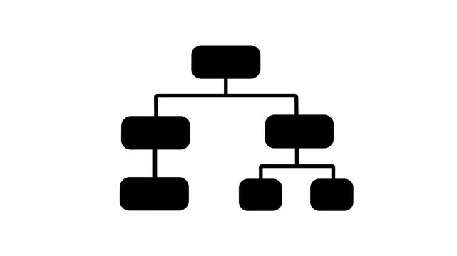 Animated Organizational Chart Hierarchy Line Icon Loop for Business Structure and Corporate Management Flowchart UI Sitemap, with video animation.