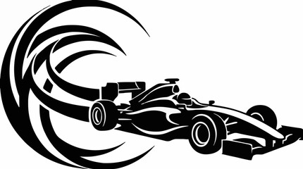 Fototapeta premium Dynamic Formula 1 Racing Car Silhouette at Speed Representing F1 Malaysia Grand Prix Event