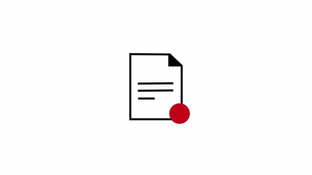 File icon with exclamation mark for Important documents or warning animation, warning Document ,attention required notification animation transparent background in 4K