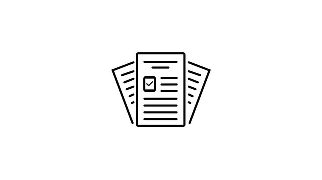 Animated Document Stack with Checkmark Line Icon Loop for File Verification Office Management and Audit Success UI, with video animation.