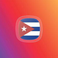 Obraz premium Cuba national flag glass icon. Rounded app button template with glassmorphism and translucent effect, patriotic colors for graphic design, travel mobile app, web art