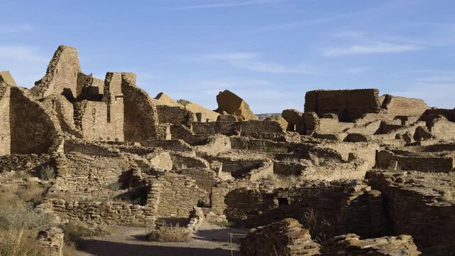 Exterior shot of Pueblo Bonito at Chaco Culture National Historic Park in New Mexico, USA