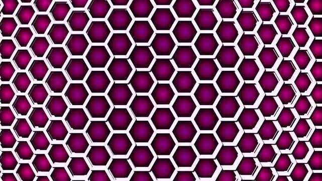 Abstract purple honeycomb hexagon pattern waving motion background loop