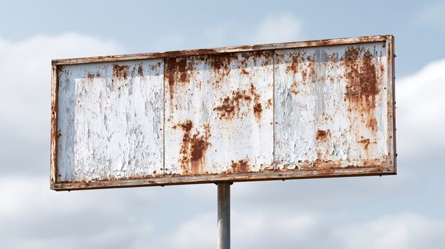 Weathered blank billboard sign against cloudy sky