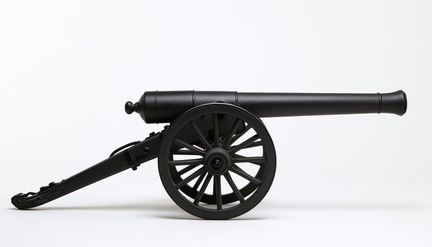 Vintage black cannon on white background