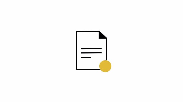 File icon with exclamation mark for Important documents or warning animation, warning Document ,attention required notification animation transparent background in 4K