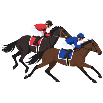 Horse racing with jockeys competing in a speed race
