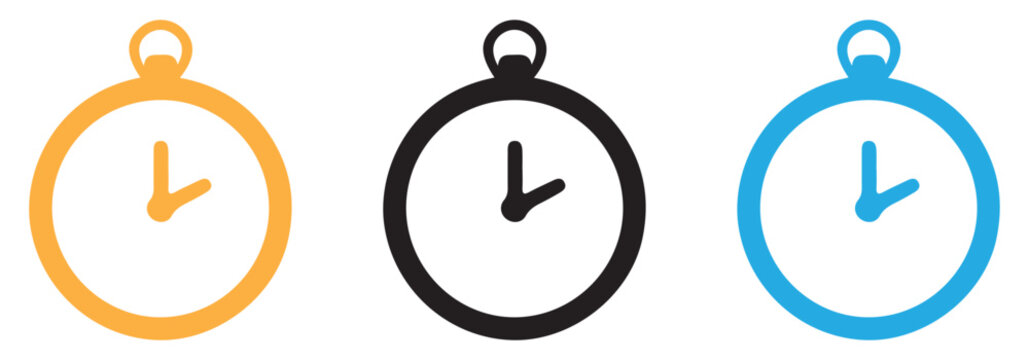 Stopwatch and timer icon set for time management, countdown and productivity tracking concepts