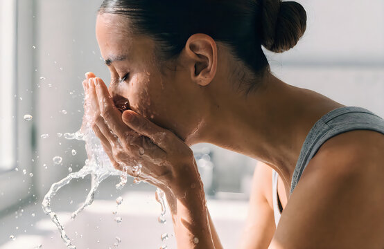 Woman touching her face with thoughtful expression