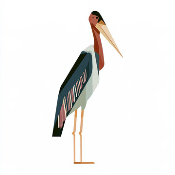 distinctive marabou stork with large bill and neck