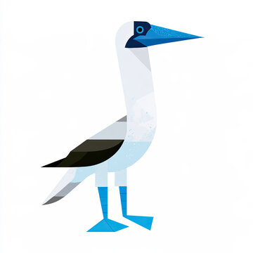 transparent blue-footed booby seabird with vibrant feet