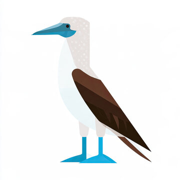 transparent blue-footed booby bird with striking blue feet