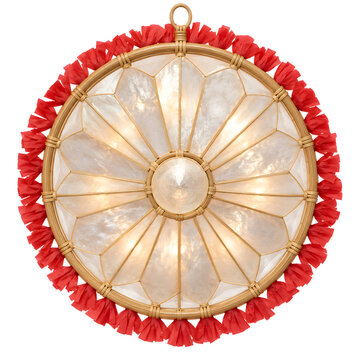 Round Filipino Capiz Shell Parol Medallion Lantern