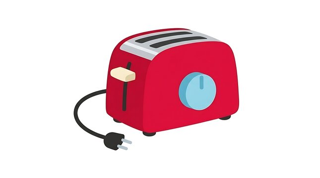 3D Red Bread Toaster Appliance Isolated on White Background