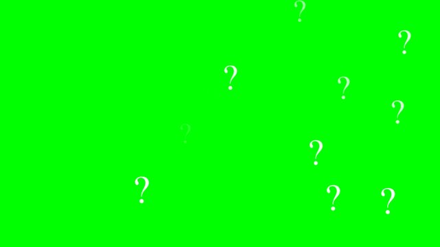 Floating Question Marks Animation Pattern on Green Screen
