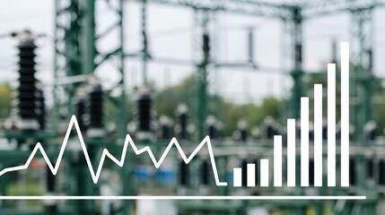 Fototapeta premium Electrical substation background with rising growth charts