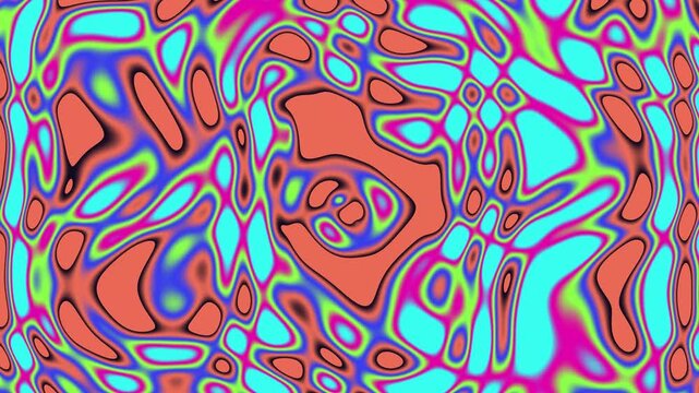Abstract Psychedelic Liquid Fluid Motion Background Animation With Vibrant Neon Colors