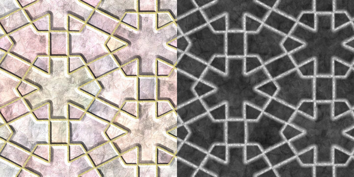 Purple and Pink Geometric Overlap Mask Comparison
