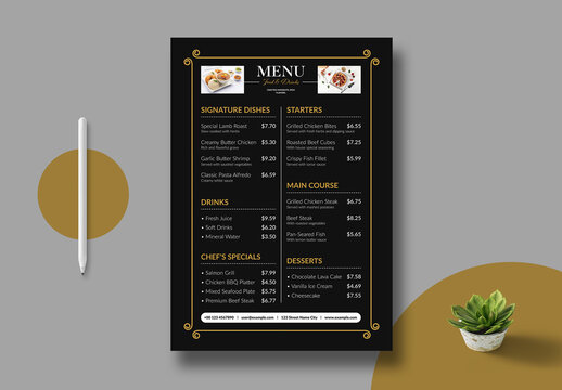Food Menu Template Layout