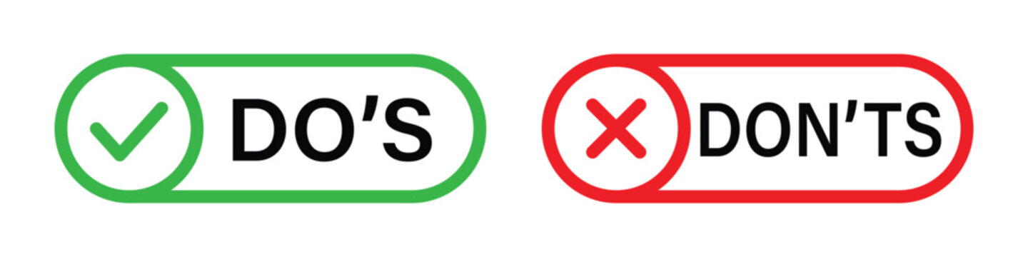 do's and don'ts icon. to do and not to do symbol for guidelines and rules symbol with tick and cross. Transparent vector