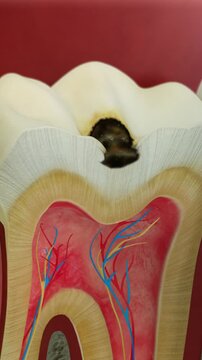 An in-depth visualisation of the development and progression of dental caries.
