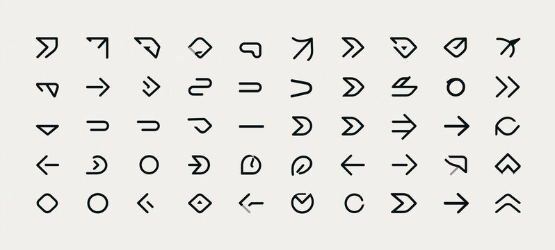 Hand-drawn black arrow icons set pointing in multiple directions on white background