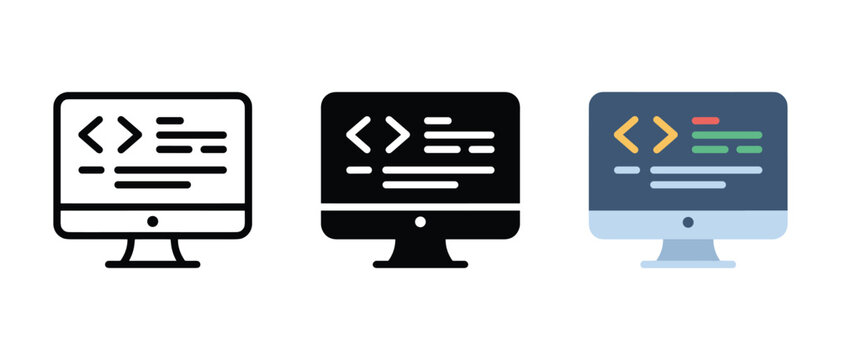 Coding Monitor Vector Illustration with Code Syntax for Web Design