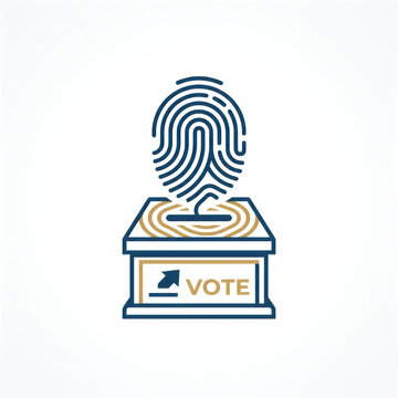 Biometric fingerprint identity verification concept for secure voting with ballot box data protection digital identity