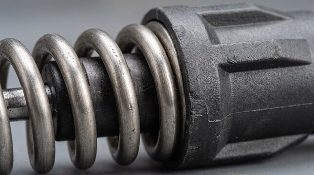 Close up shot of mechanical metal spring and component part