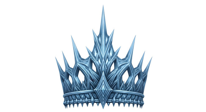 Ornate Fantasy Frozen Ice Crown Isolated Illustration on a Transparent Background for Magical Character Design and RPG Assets