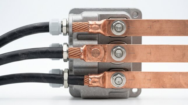 Industrial electrical connection with copper bars and cables