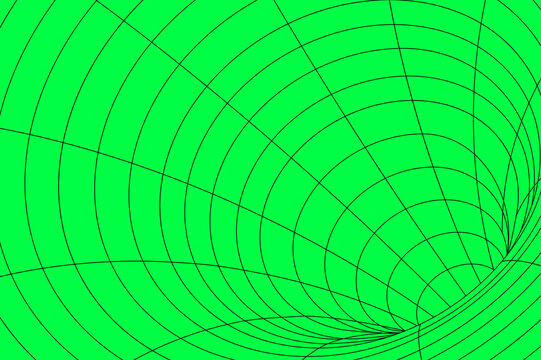 3D Grid wormhole illusion design element on green screen background