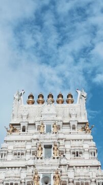 Wide view of the ornate Munneswaram Hindu Temple complex featuring sculptural towers and traditional Hindu architecture in Chilaw, Sri Lanka.
