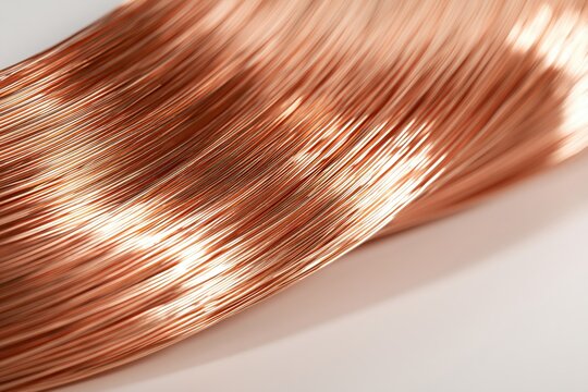 Close up of shiny copper wire bundle on