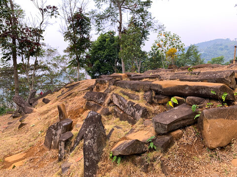 Stack of stone on Megalithic sites Gunung Padang  Cianjur  West Java  Indonesia
