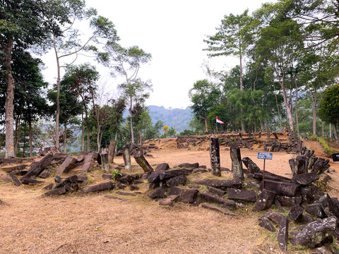 Stack of stone on Megalithic sites Gunung Padang  Cianjur  West Java  Indonesia