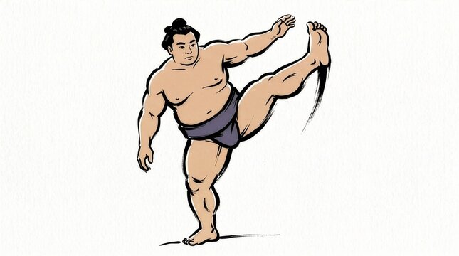Pop art style illustration of a sumo wrestler lifting his leg