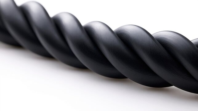 Close up of twisted black industrial cable on