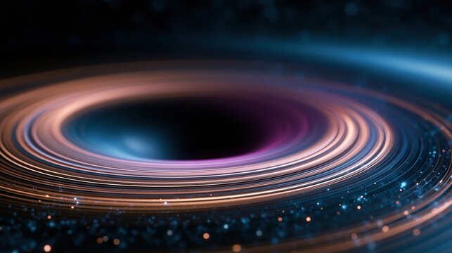 Abstract cosmic vortex with swirling colored rings and
