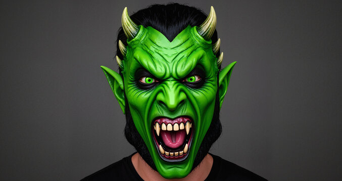 Green vampire monster halloween mask
