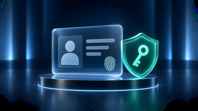 Biometric security identity card and encryption key shield protecting digital user credentials